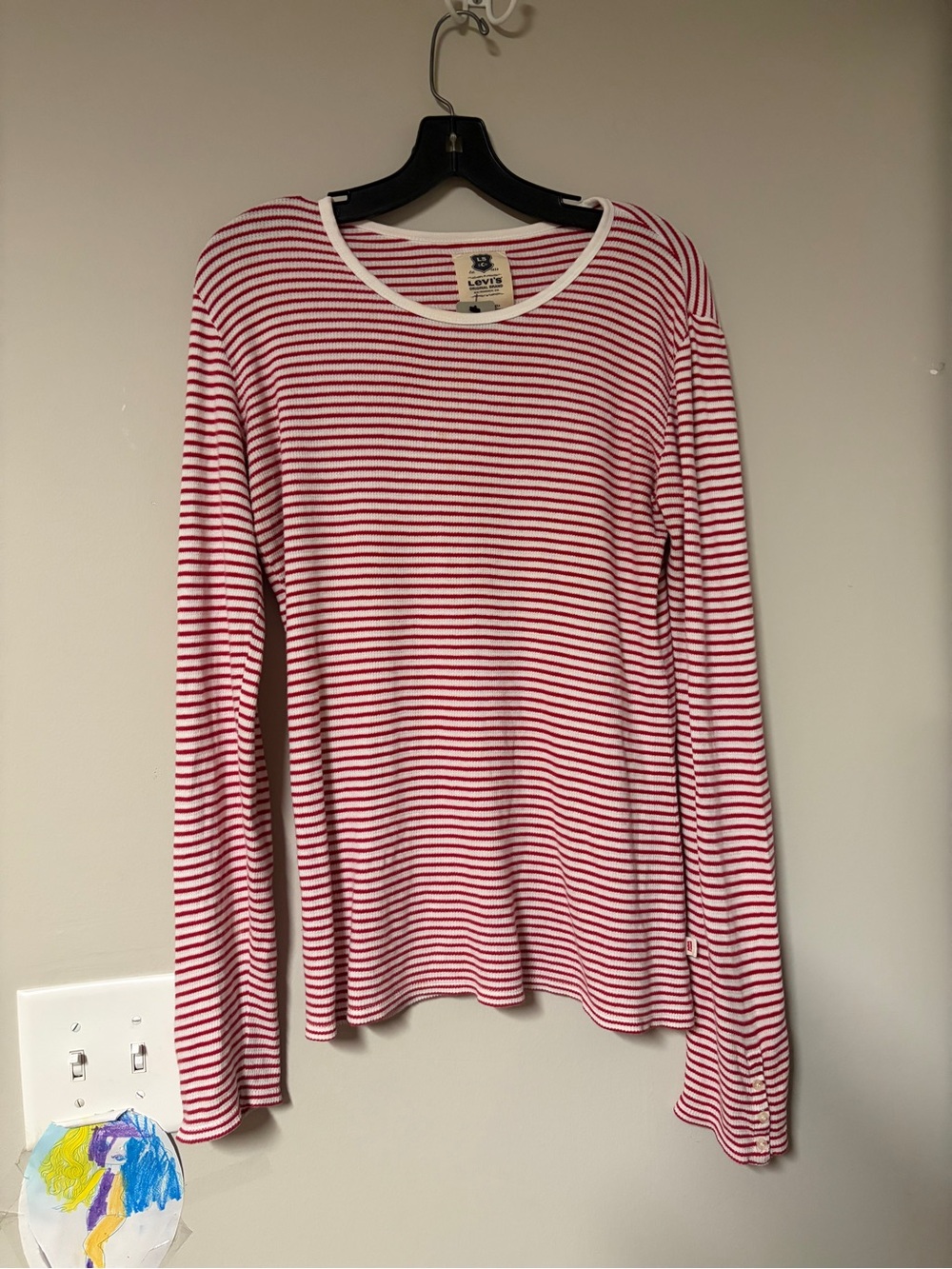 Levi's Red & White Striped Long Sleeve Top